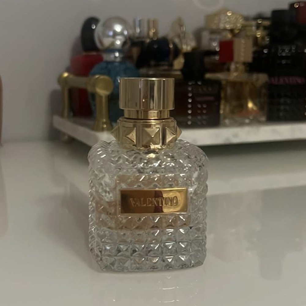 Valentino Crystal Perfume Bottle with Gold Accents